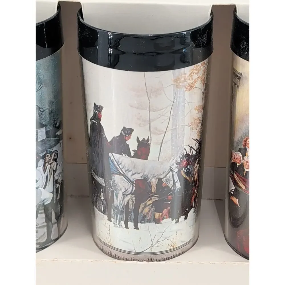 Vintage Thermo-Serv 12oz Cups Insulated Tumblers 4 Pc Set Freedom USA Thermos